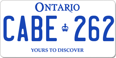 ON license plate CABE262