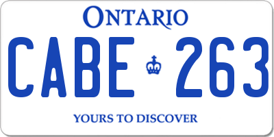 ON license plate CABE263