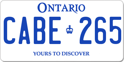 ON license plate CABE265