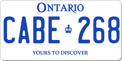 ON license plate CABE268