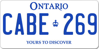 ON license plate CABE269