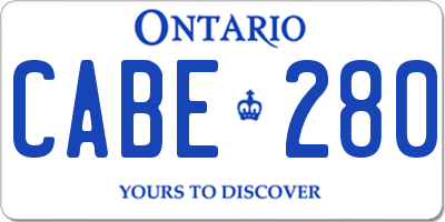 ON license plate CABE280