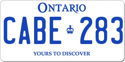 ON license plate CABE283