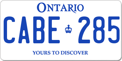 ON license plate CABE285