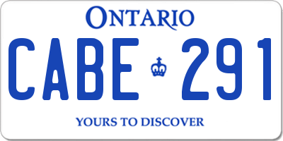 ON license plate CABE291