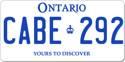 ON license plate CABE292