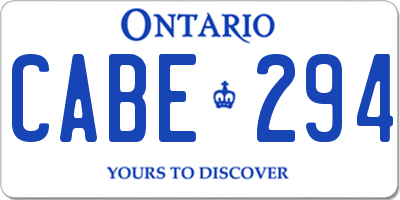 ON license plate CABE294