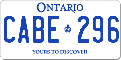 ON license plate CABE296