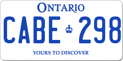 ON license plate CABE298