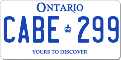 ON license plate CABE299