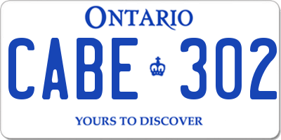 ON license plate CABE302