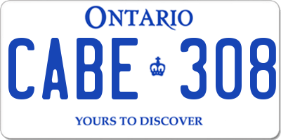 ON license plate CABE308