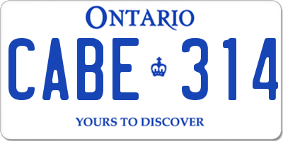 ON license plate CABE314