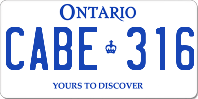 ON license plate CABE316