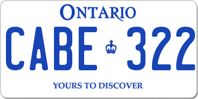 ON license plate CABE322