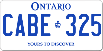 ON license plate CABE325