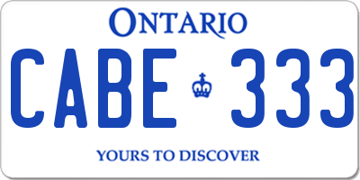 ON license plate CABE333