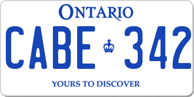 ON license plate CABE342