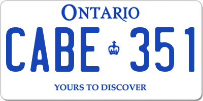 ON license plate CABE351