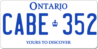 ON license plate CABE352