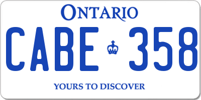 ON license plate CABE358