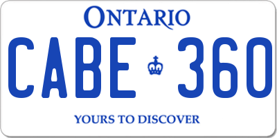 ON license plate CABE360