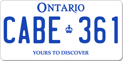 ON license plate CABE361