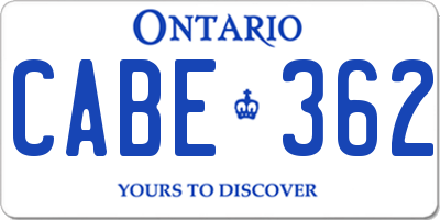 ON license plate CABE362