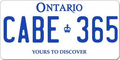 ON license plate CABE365