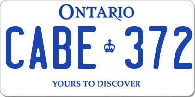 ON license plate CABE372