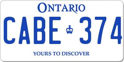 ON license plate CABE374