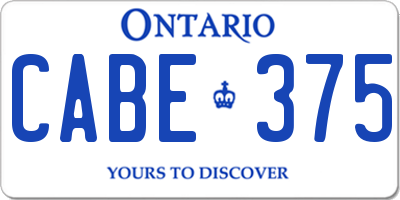 ON license plate CABE375