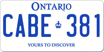 ON license plate CABE381