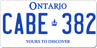 ON license plate CABE382