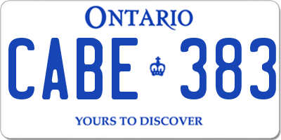 ON license plate CABE383