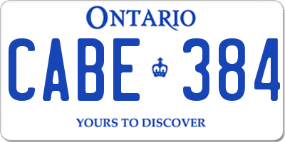 ON license plate CABE384