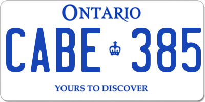 ON license plate CABE385