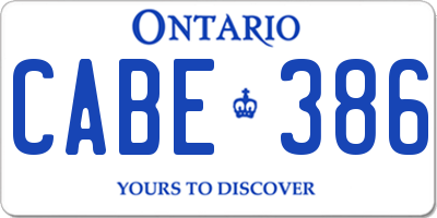 ON license plate CABE386