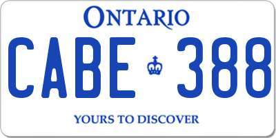 ON license plate CABE388