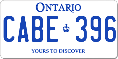 ON license plate CABE396