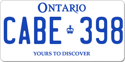 ON license plate CABE398