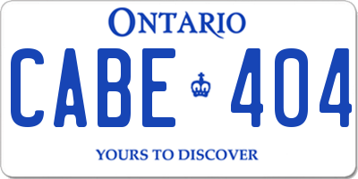 ON license plate CABE404