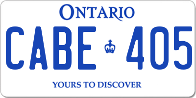 ON license plate CABE405