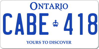 ON license plate CABE418