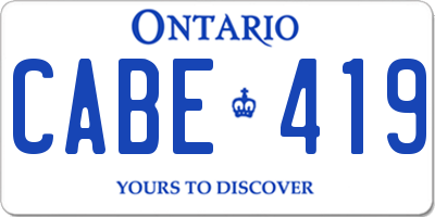 ON license plate CABE419