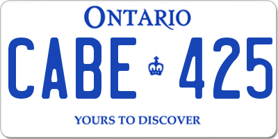 ON license plate CABE425