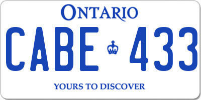 ON license plate CABE433