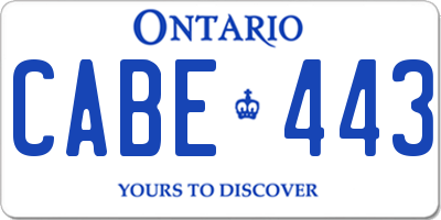 ON license plate CABE443