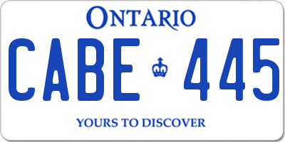 ON license plate CABE445