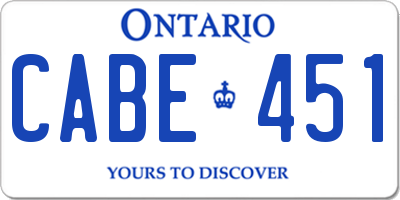 ON license plate CABE451